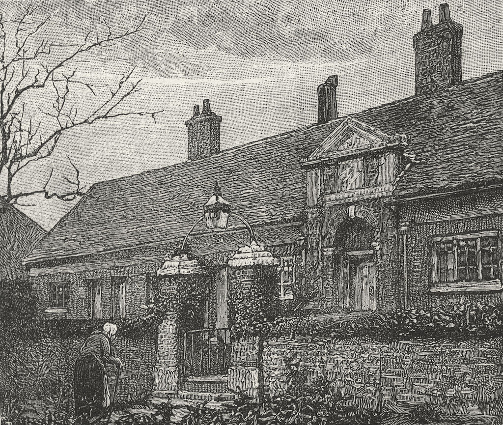 LONDON. Alms Houses, Friern Barnet 1888 old antique vintage print picture